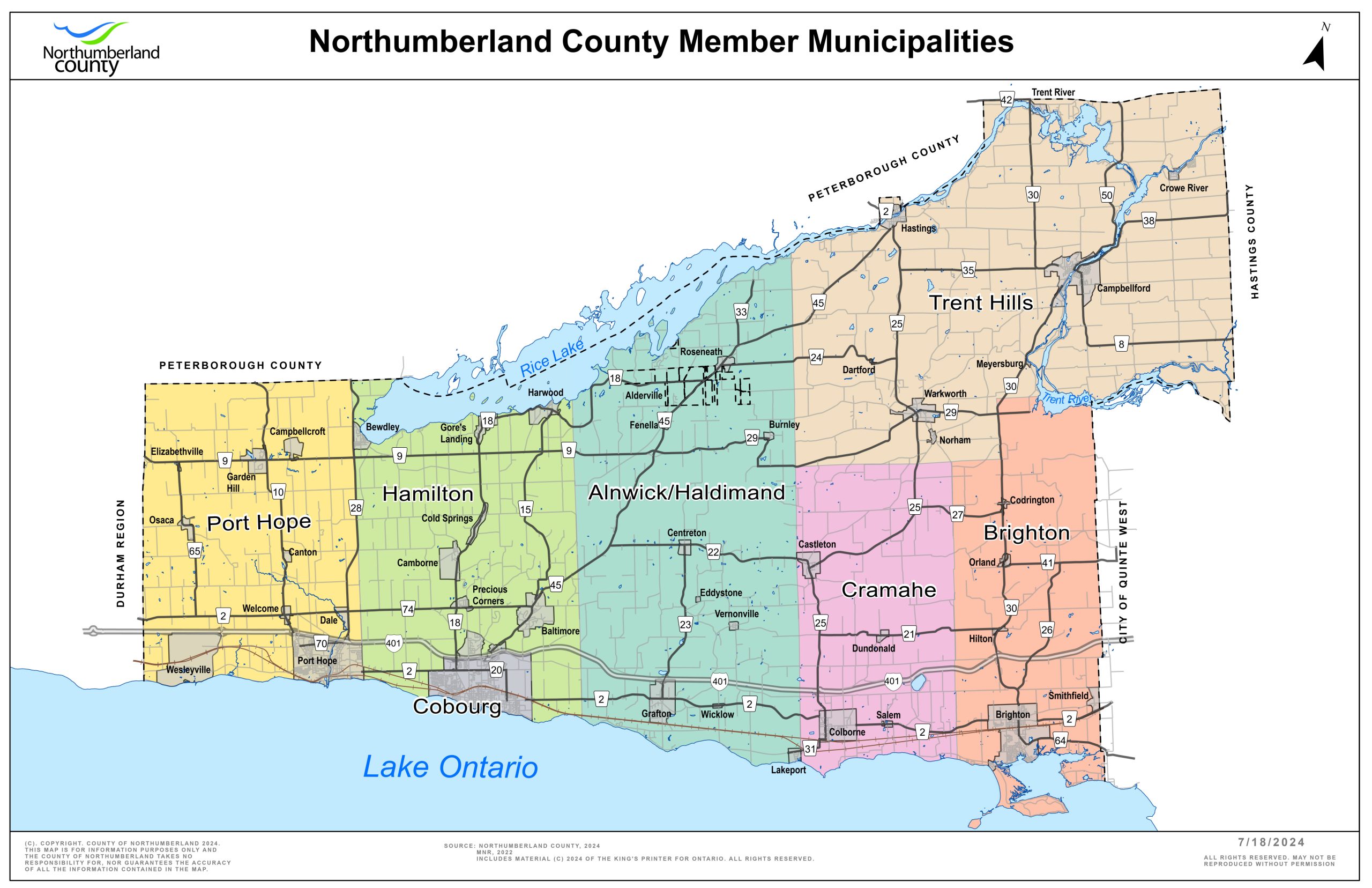 Map of Northumberland County